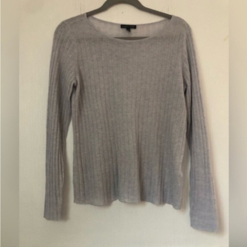 Eileen Fisher Sweater Gray Ribbed Crewneck